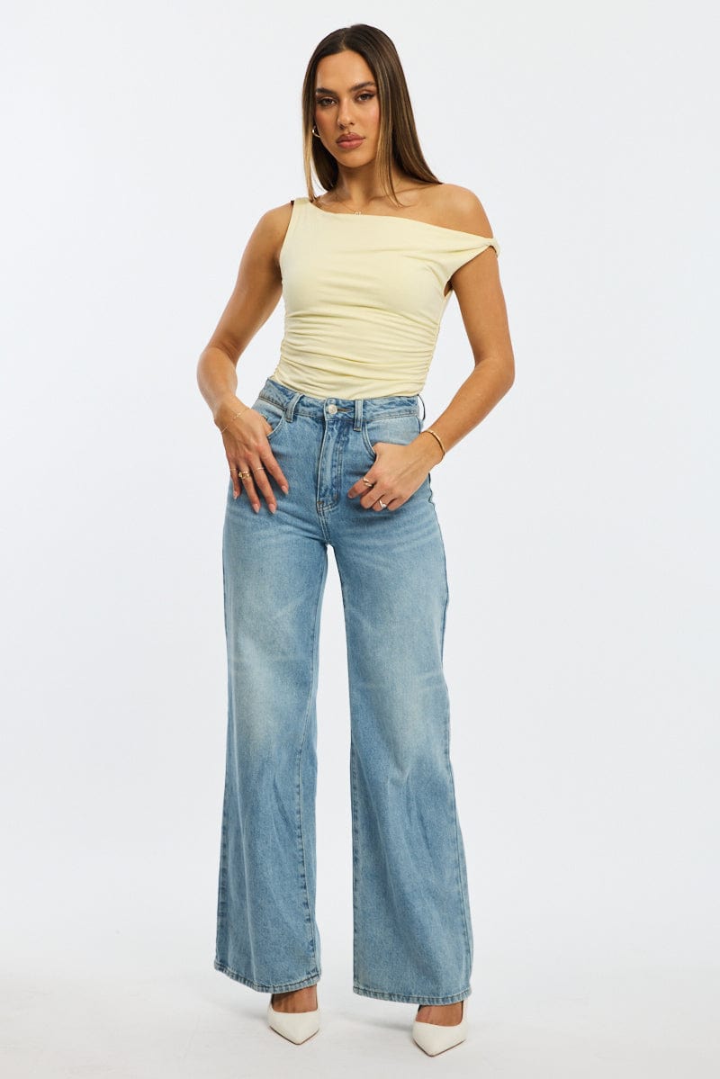 Yellow One Shoulder Bodysuit