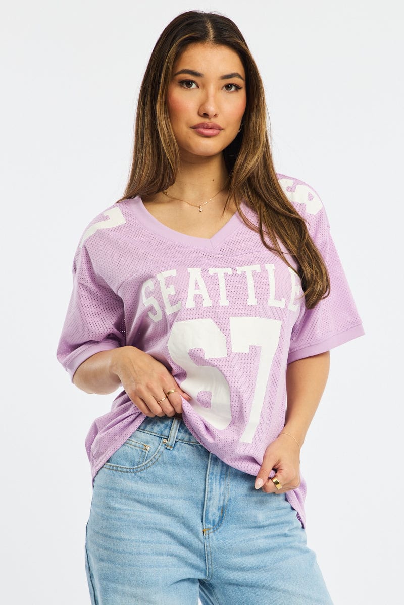 Purple Sport Tee V-neck