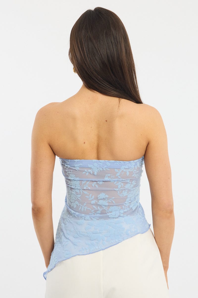 Blue Burnout Bandeau Top