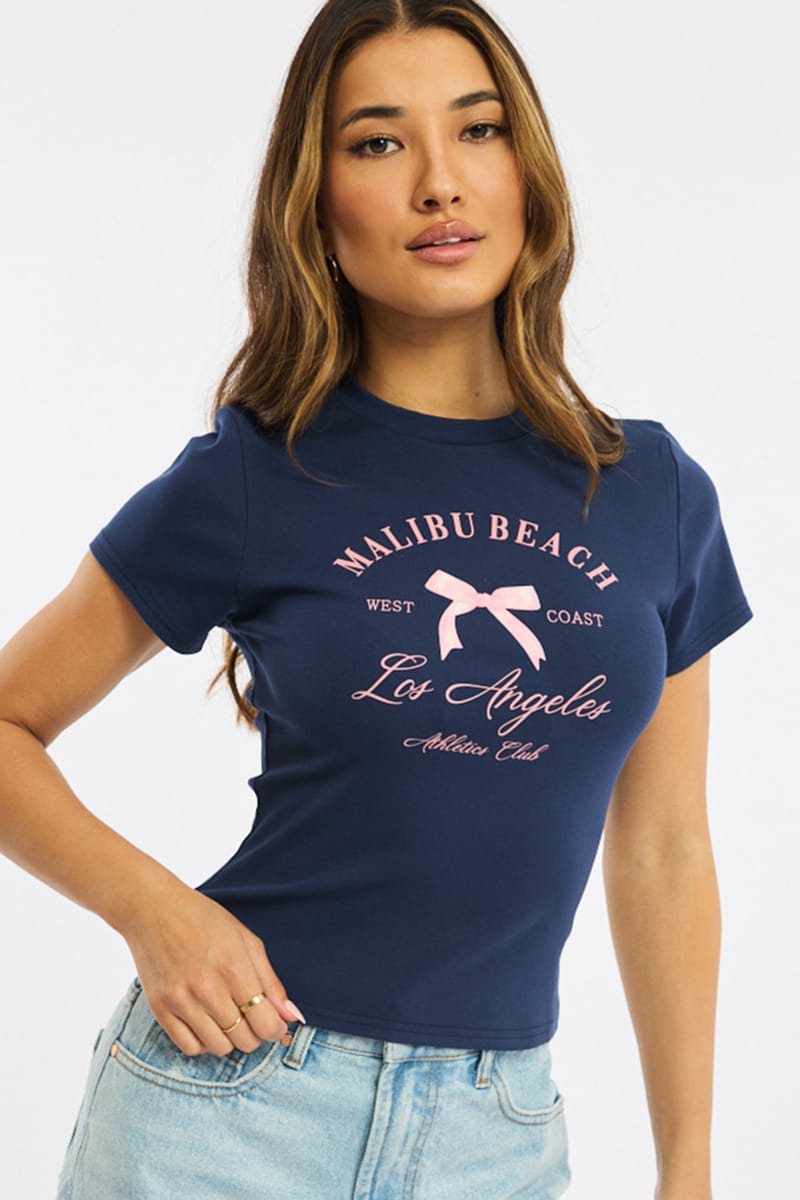 Blue Graphic Tee Short Sleeve