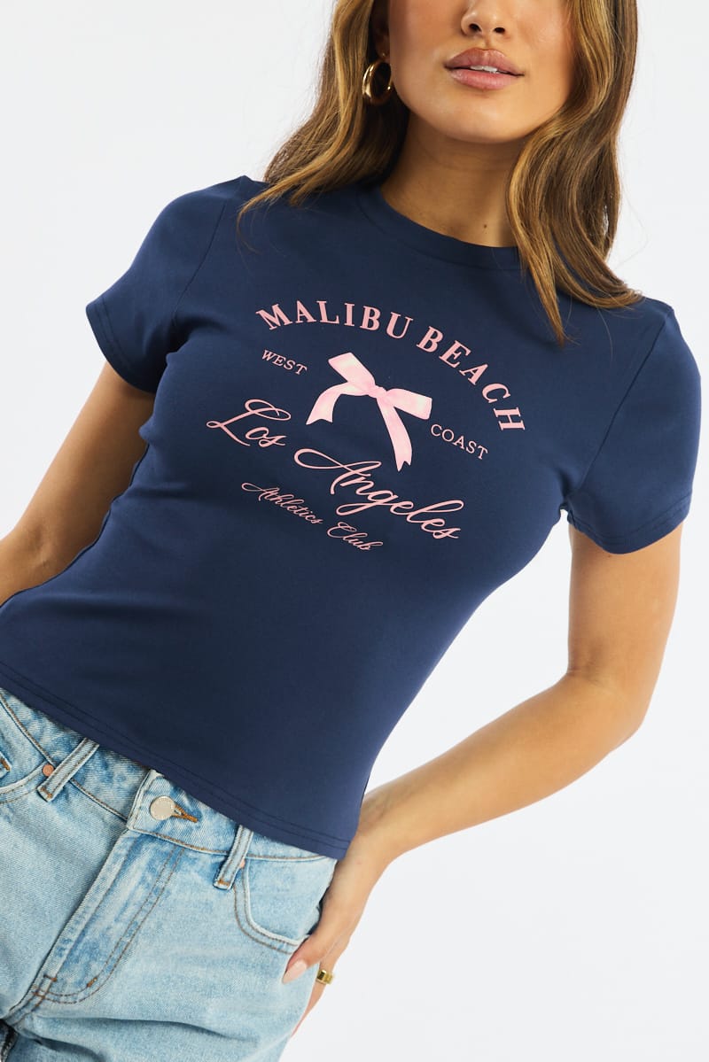 Blue Graphic Tee Short Sleeve