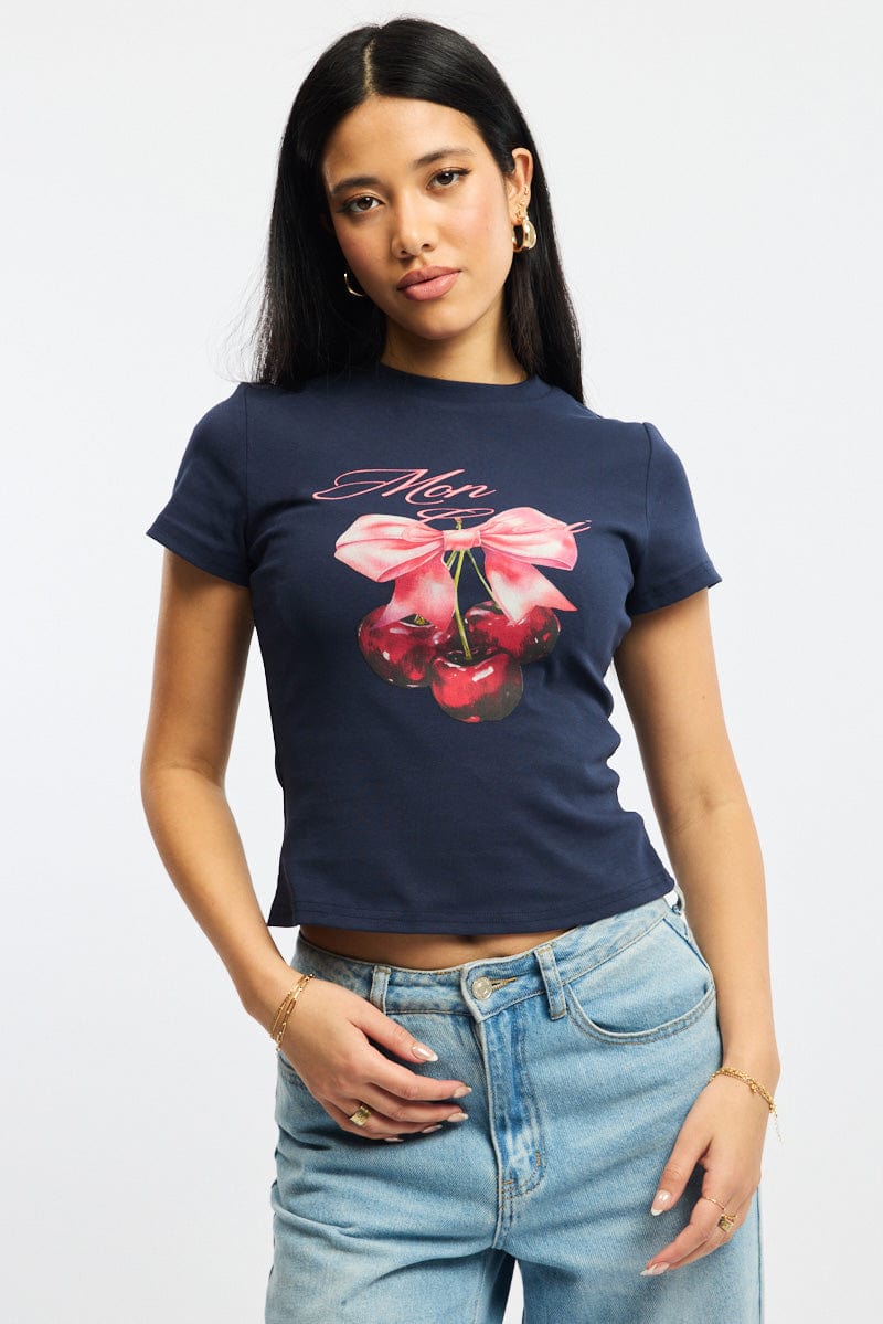 Blue Graphic Tee Short Sleeve