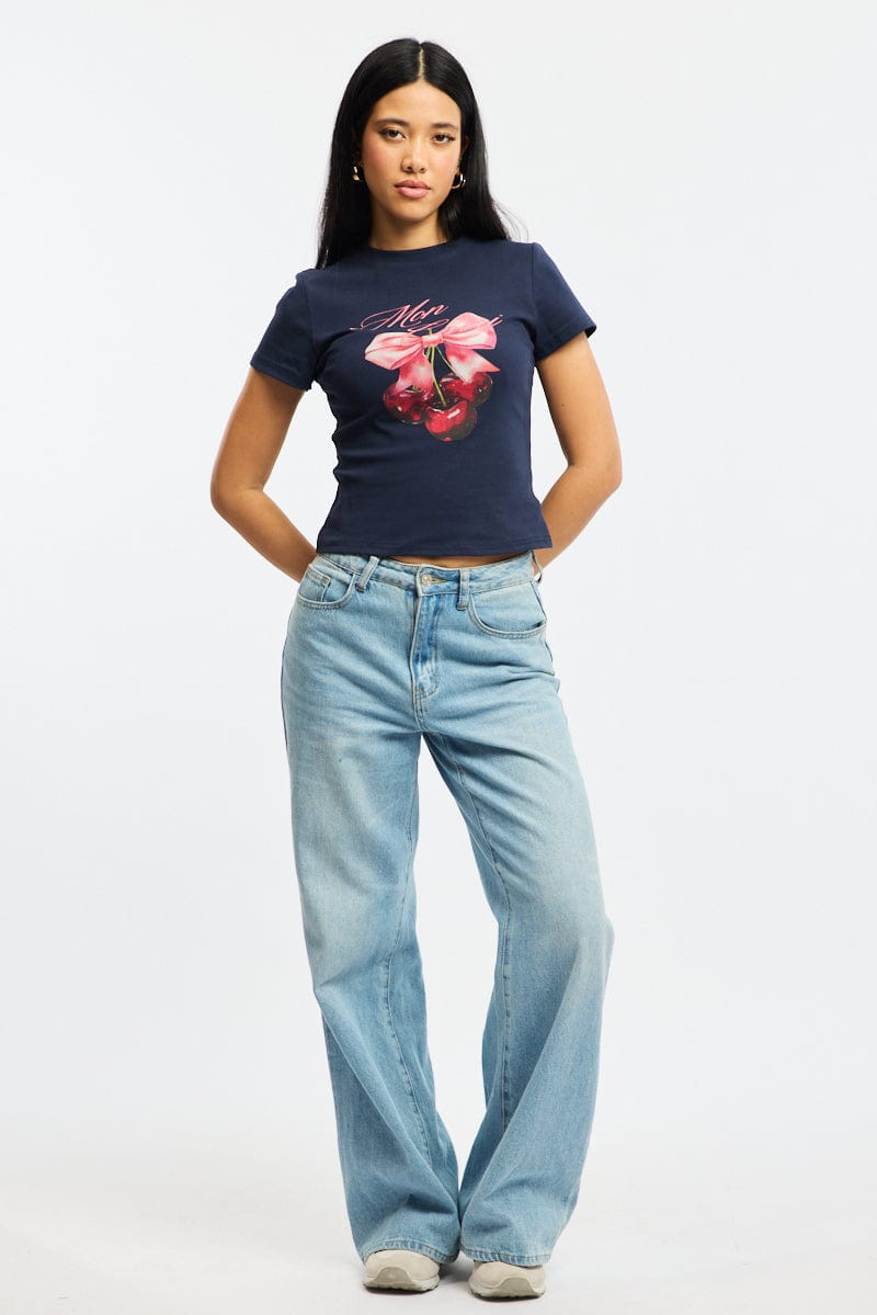 Blue Graphic Tee Short Sleeve