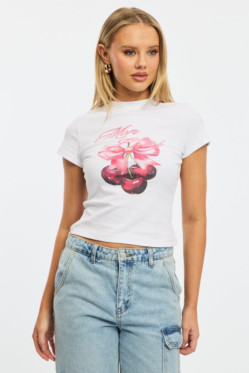 White Graphic Tee Short Sleeve
