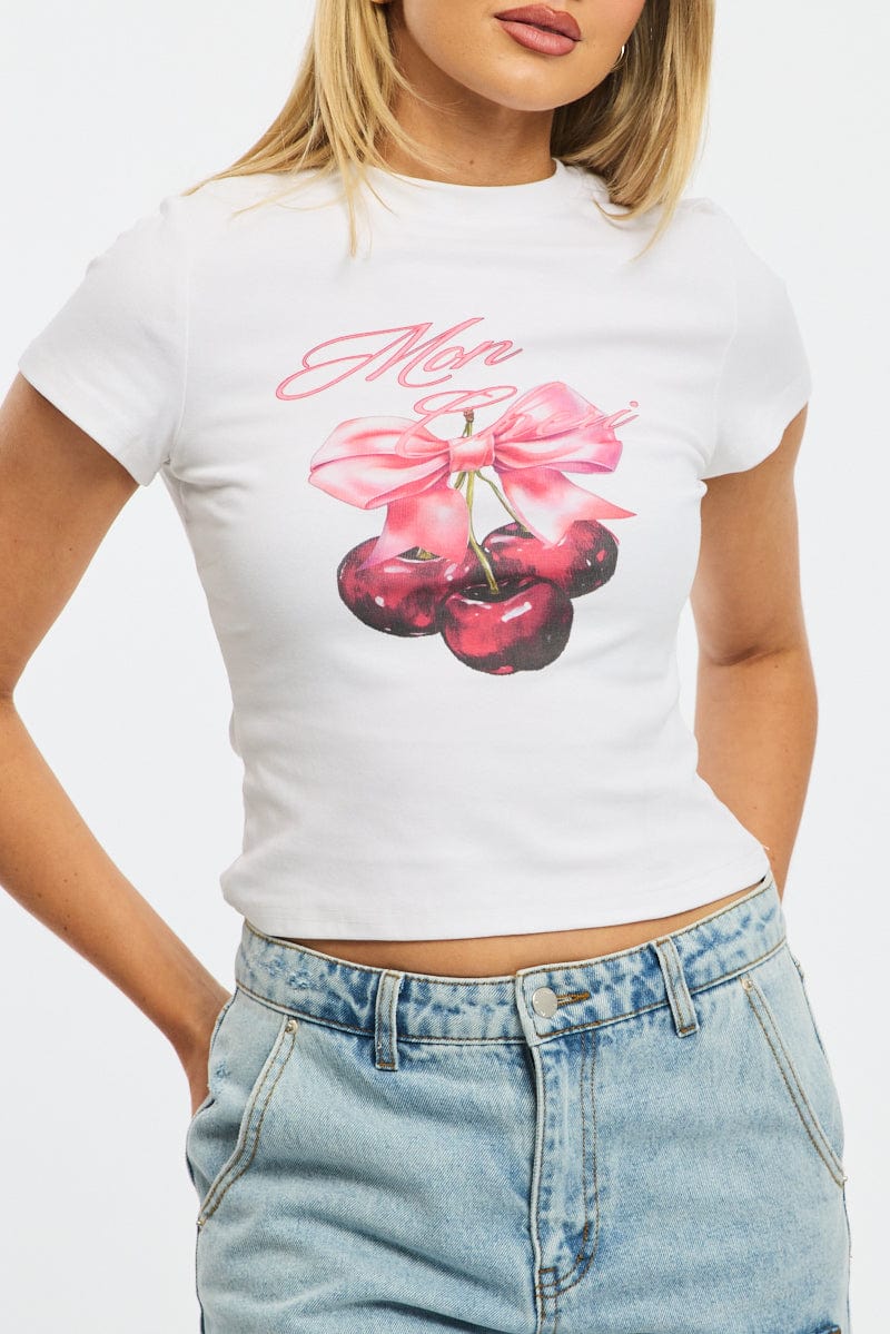 White Graphic Tee Short Sleeve
