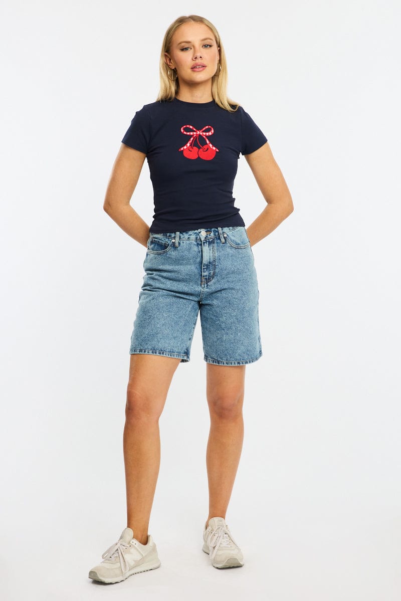 Blue Graphic Tee Short Sleeve