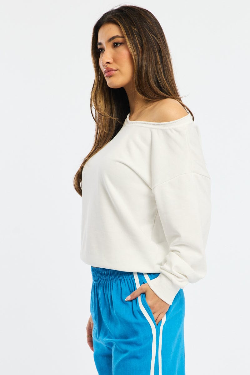 White Off Shoulder Sweater Long Sleeve