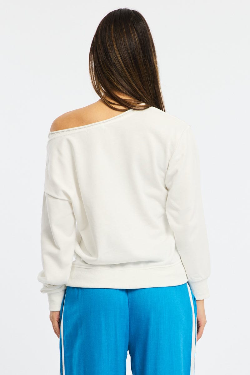 White Off Shoulder Sweater Long Sleeve