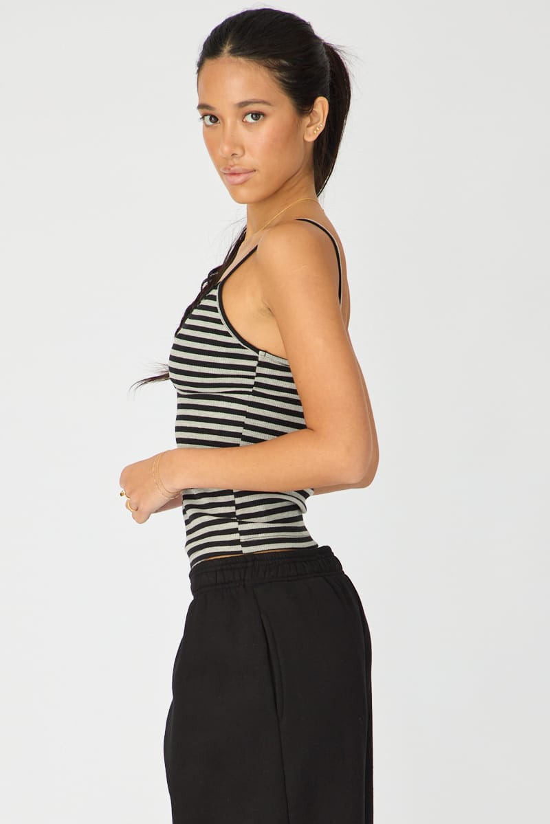 Blue Stripe Sweetheart Neckline Cami