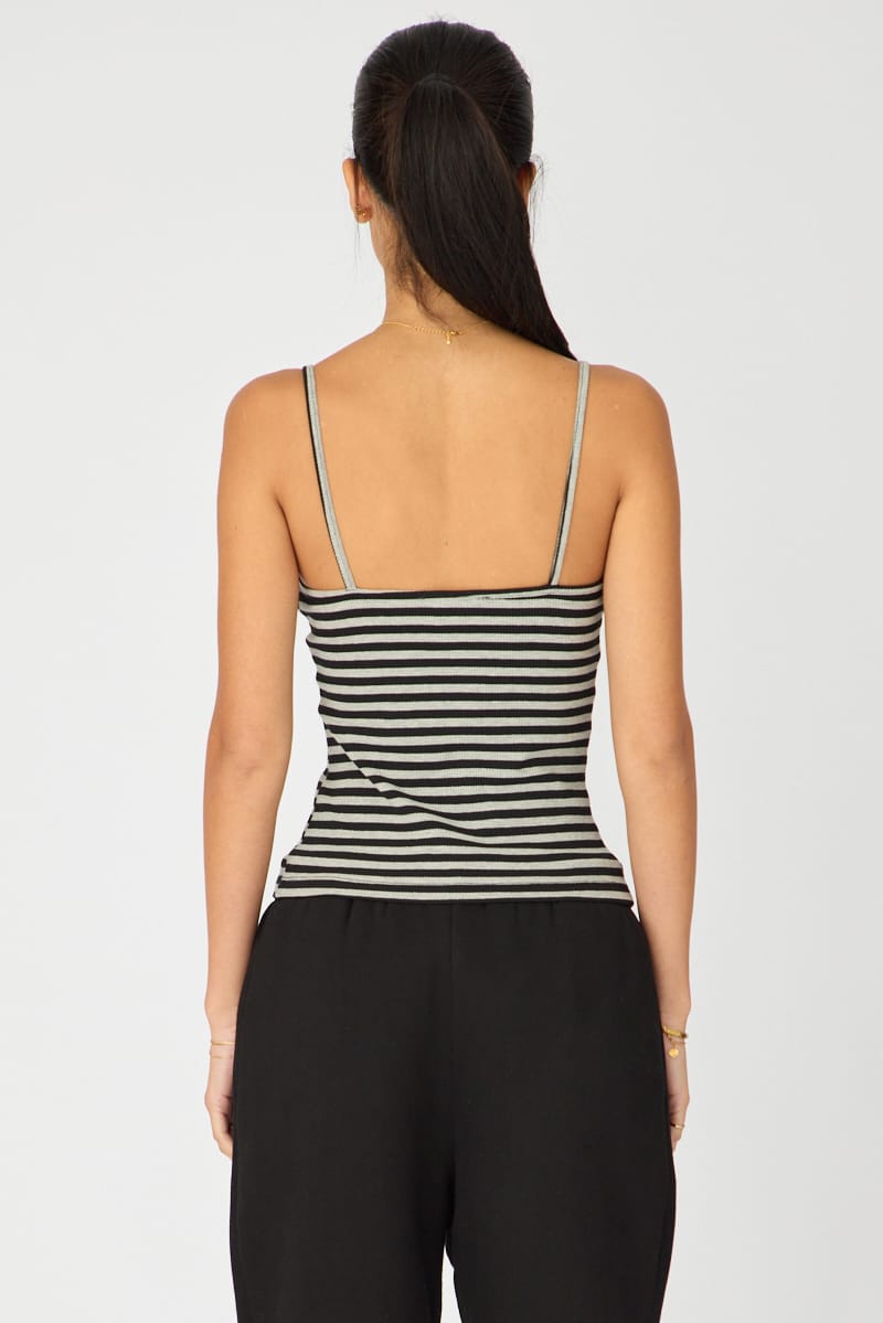 Blue Stripe Sweetheart Neckline Cami