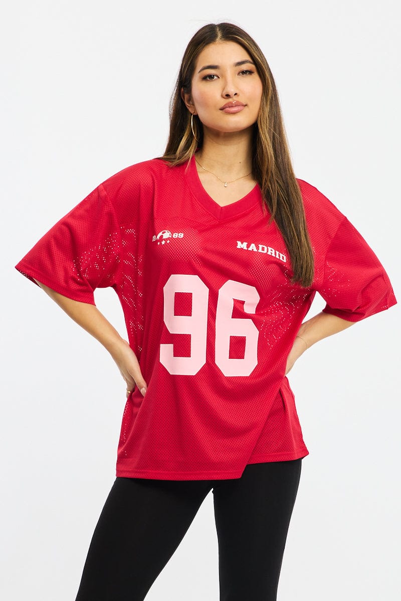 Red Sport Tee Short Sleeve
