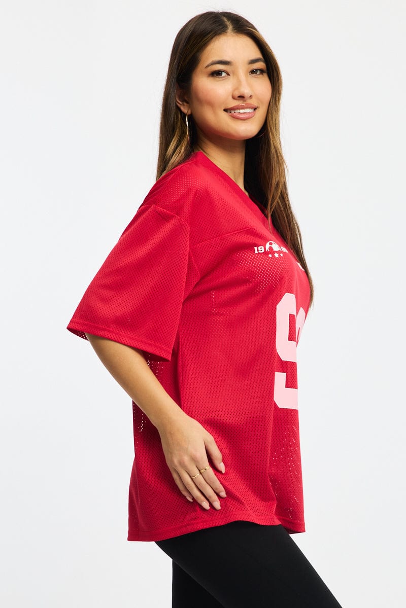 Red Sport Tee Short Sleeve