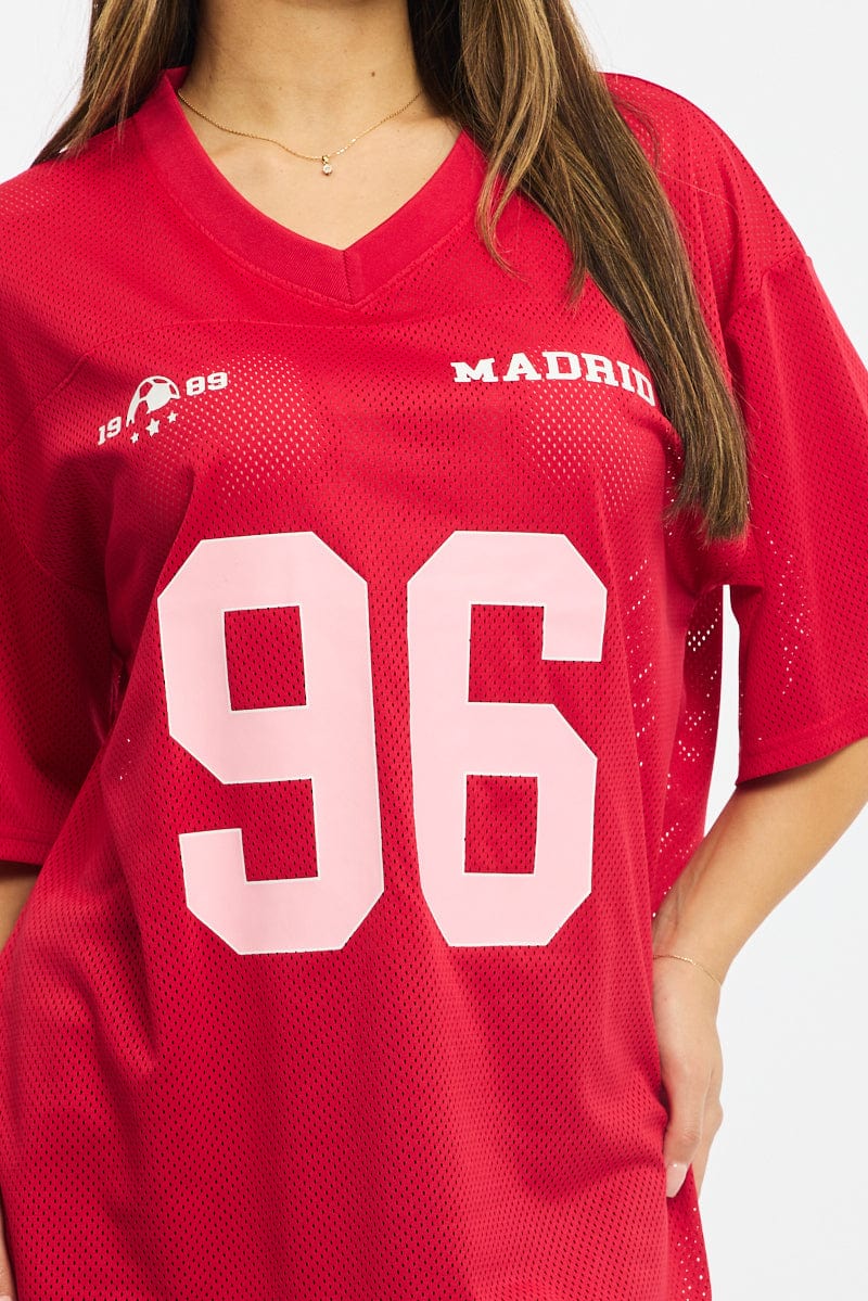 Red Sport Tee Short Sleeve