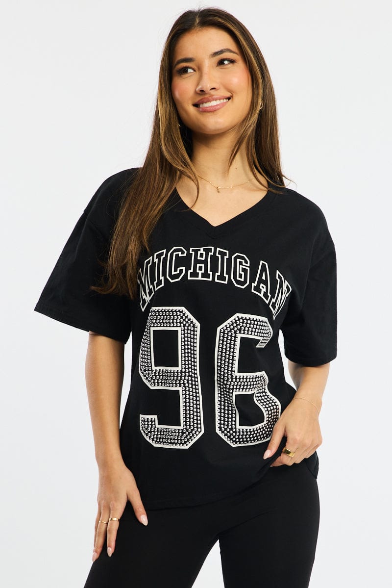 Black Graphic Tee Short Sleeve