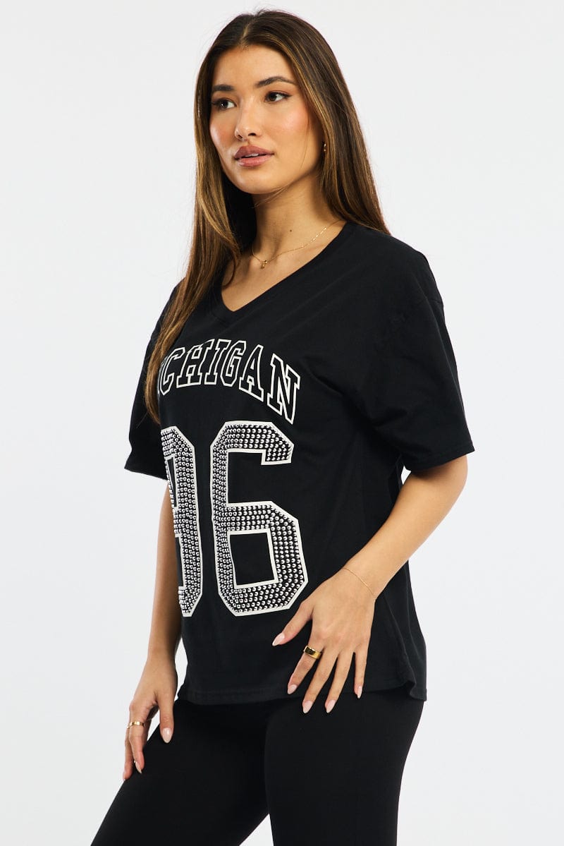 Black Graphic Tee Short Sleeve