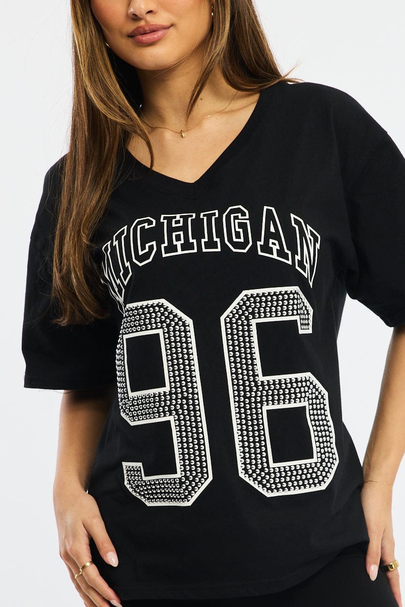 Black Graphic Tee Short Sleeve