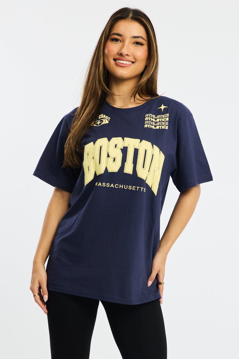 Blue Graphic Tee Short Sleeve