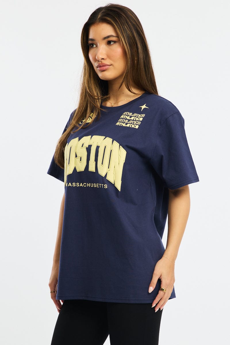 Blue Graphic Tee Short Sleeve
