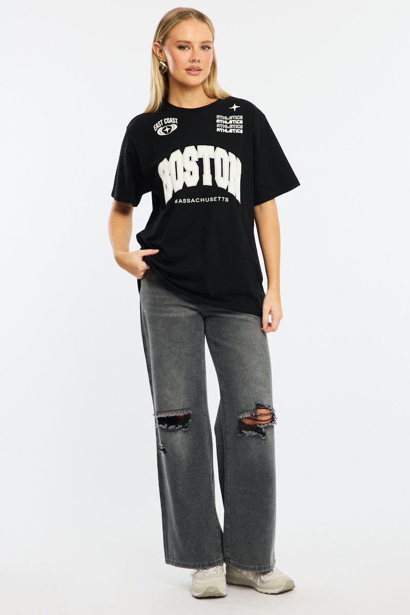 Black Graphic Tee Short Sleeve