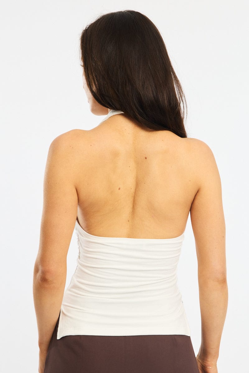White High Neck Top Sleeveless