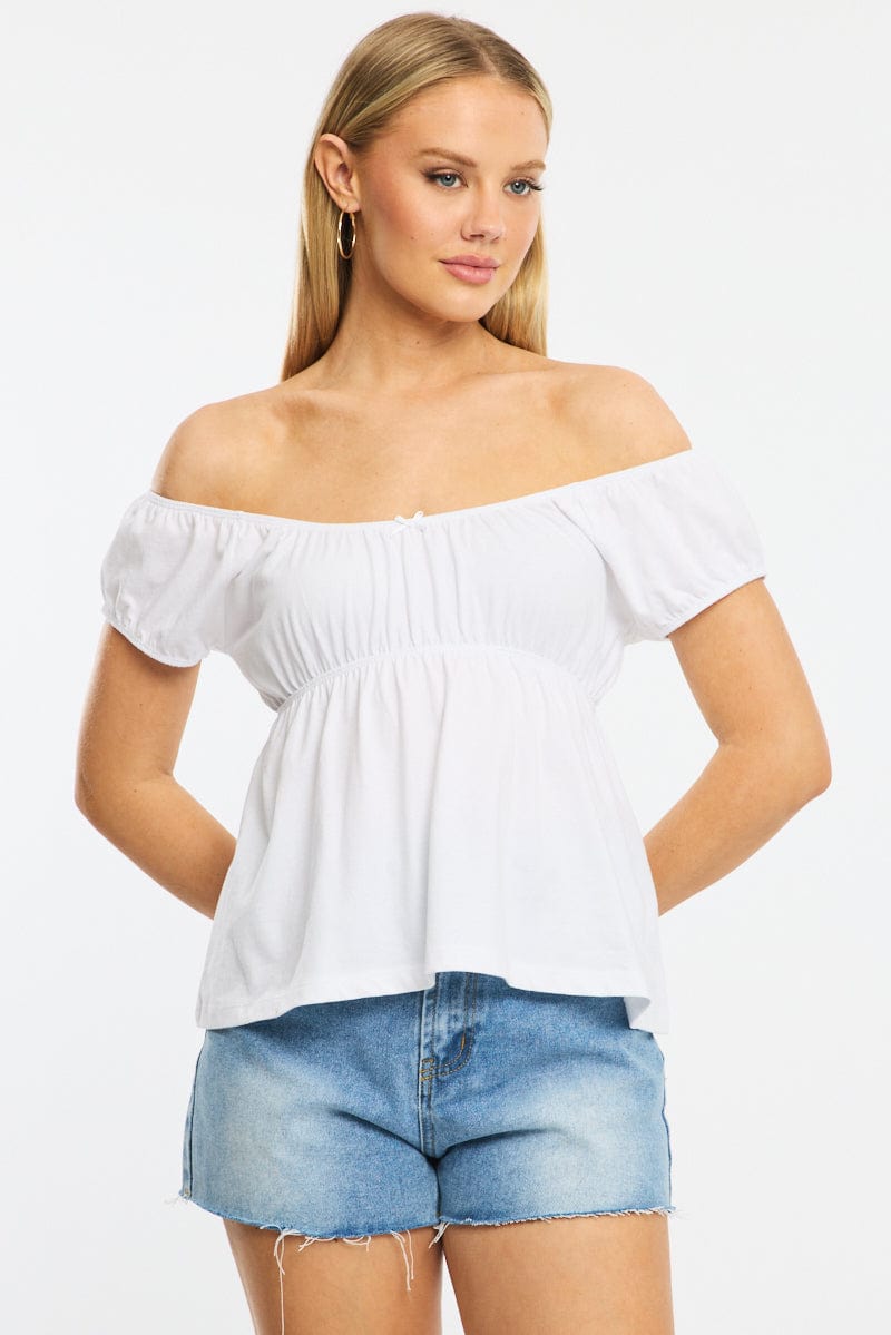 White Baby Doll Top Short Sleeve