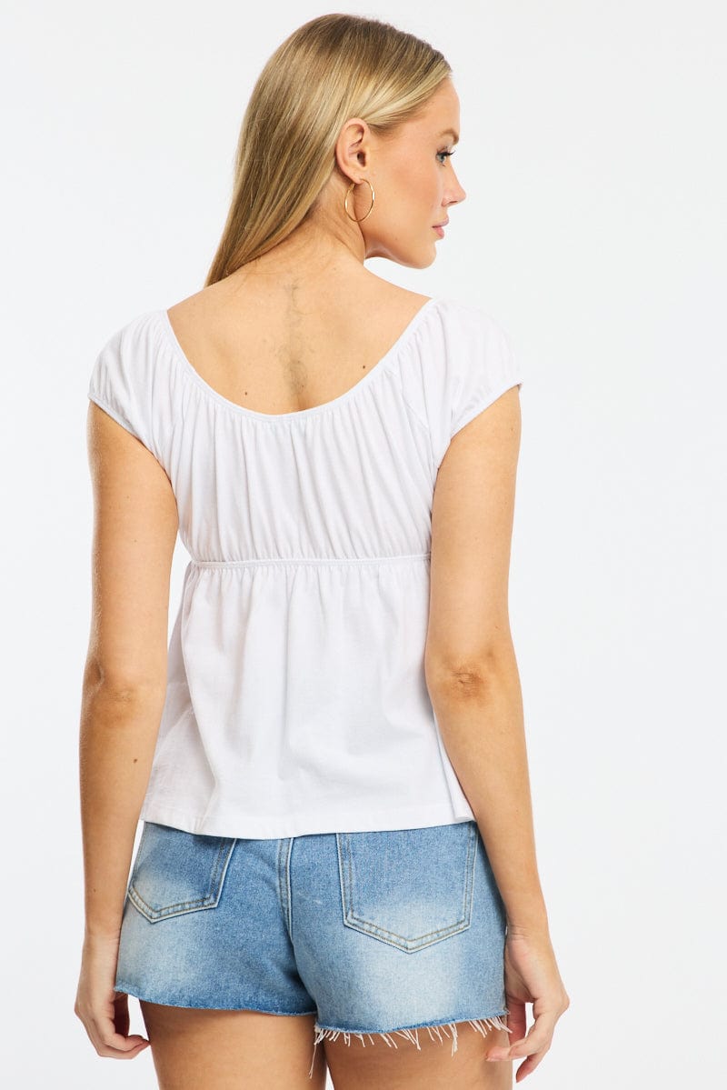 White Baby Doll Top Short Sleeve