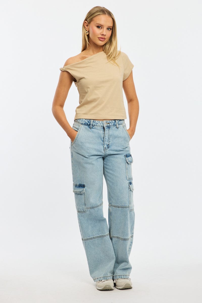 Beige Jersey Tee Shirt Short Sleeve