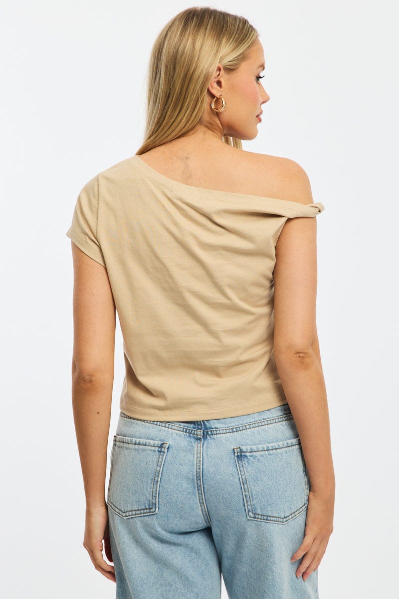 Beige Jersey Tee Shirt Short Sleeve