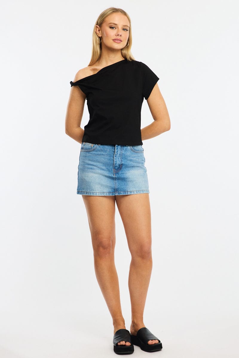 Black Jersey Tee Shirt Short Sleeve