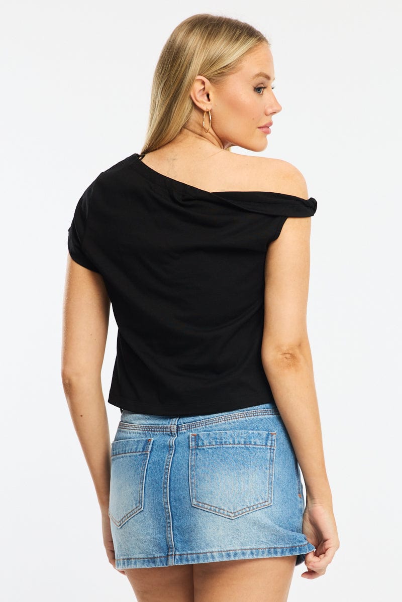 Black Jersey Tee Shirt Short Sleeve