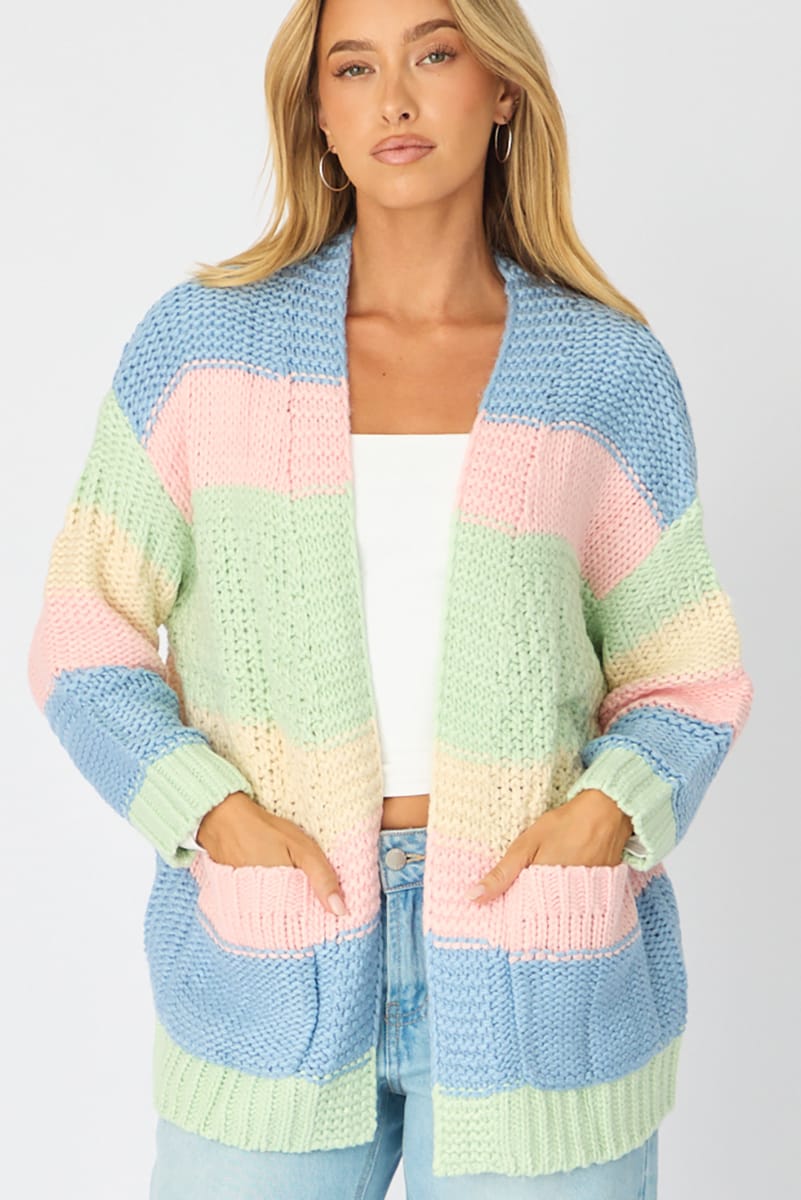 Multi Stripe Oversized Cardigan Stripe Knit