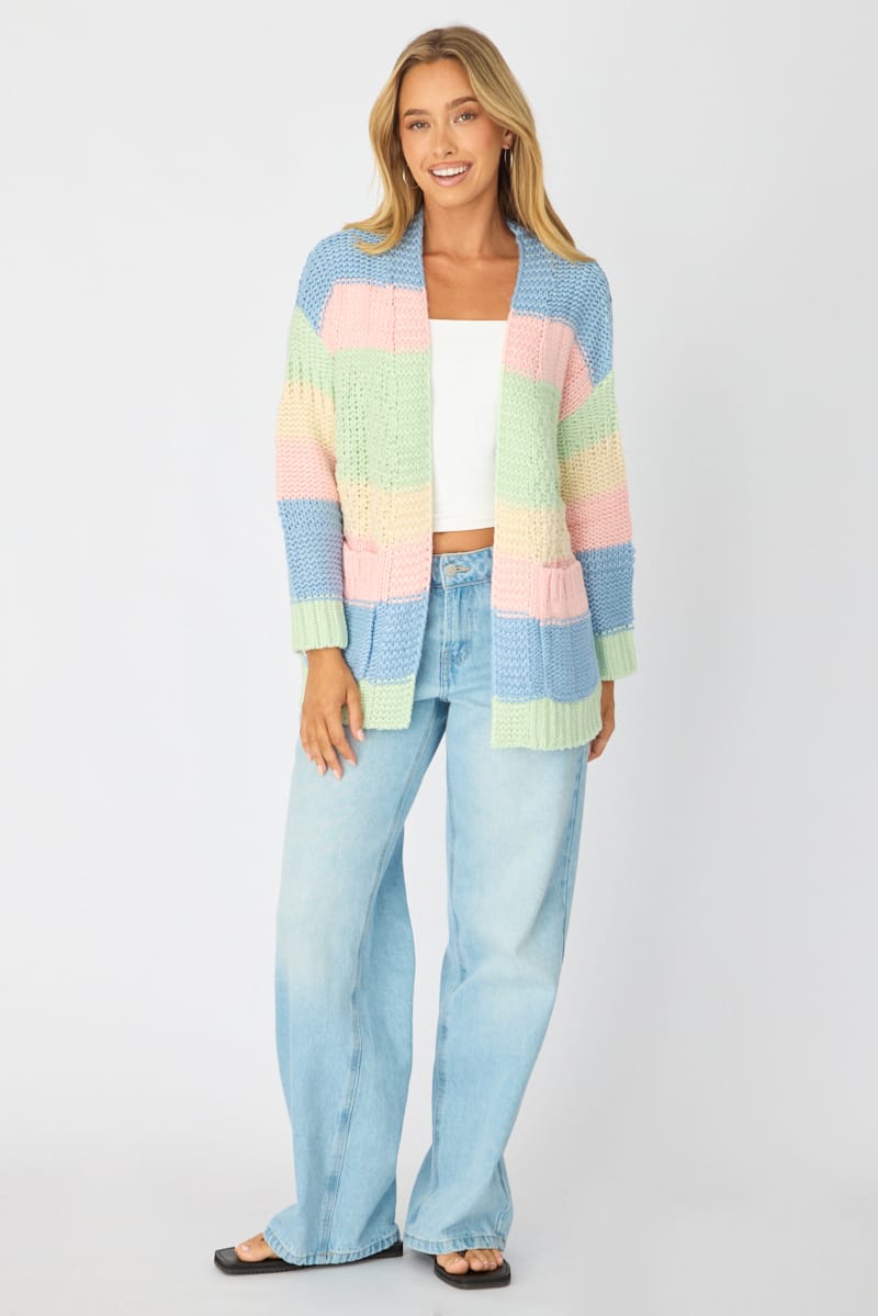 Multi Stripe Oversized Cardigan Stripe Knit