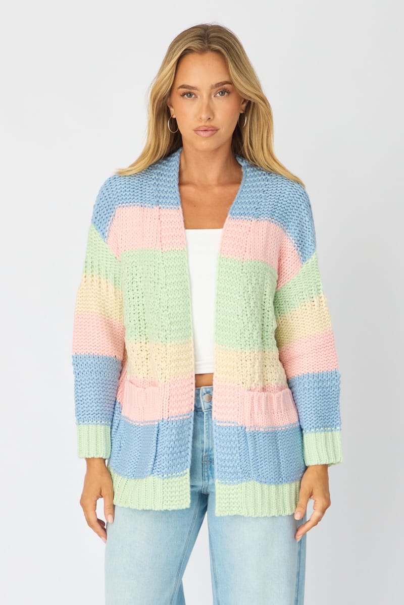 Multi Stripe Oversized Cardigan Stripe Knit