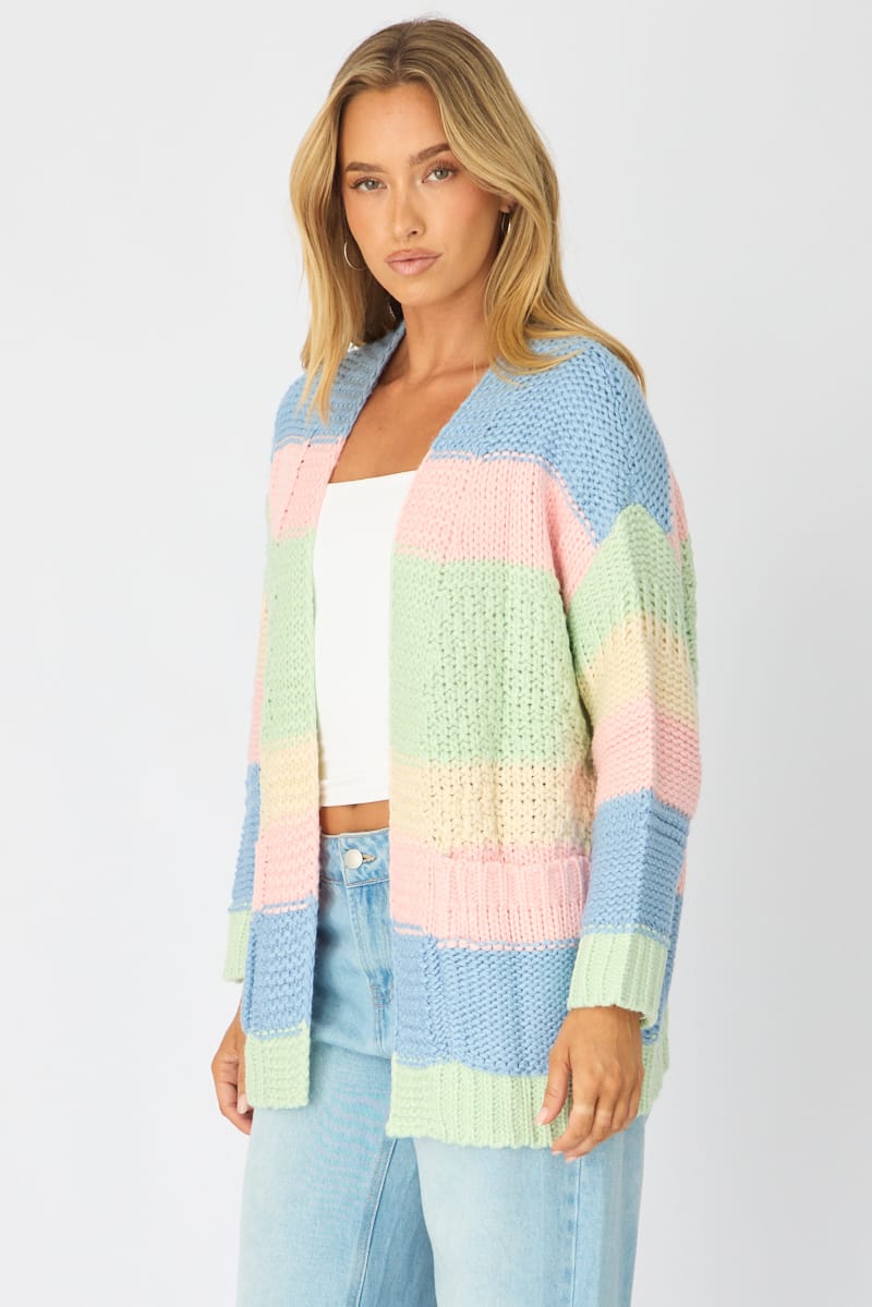 Multi Stripe Oversized Cardigan Stripe Knit