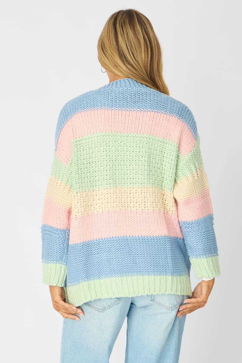 Multi Stripe Oversized Cardigan Stripe Knit