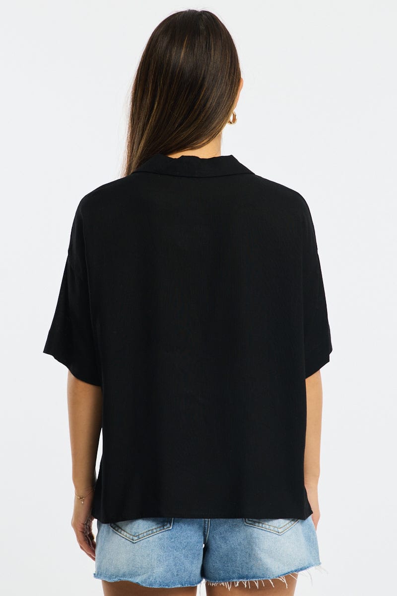 Black Tie Up Top Short Sleeve