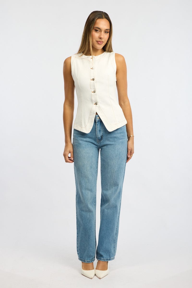 White High Neck Vest