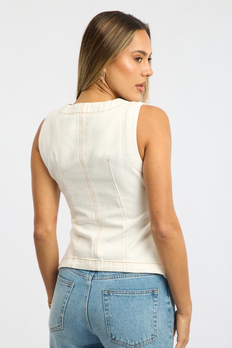 White High Neck Vest