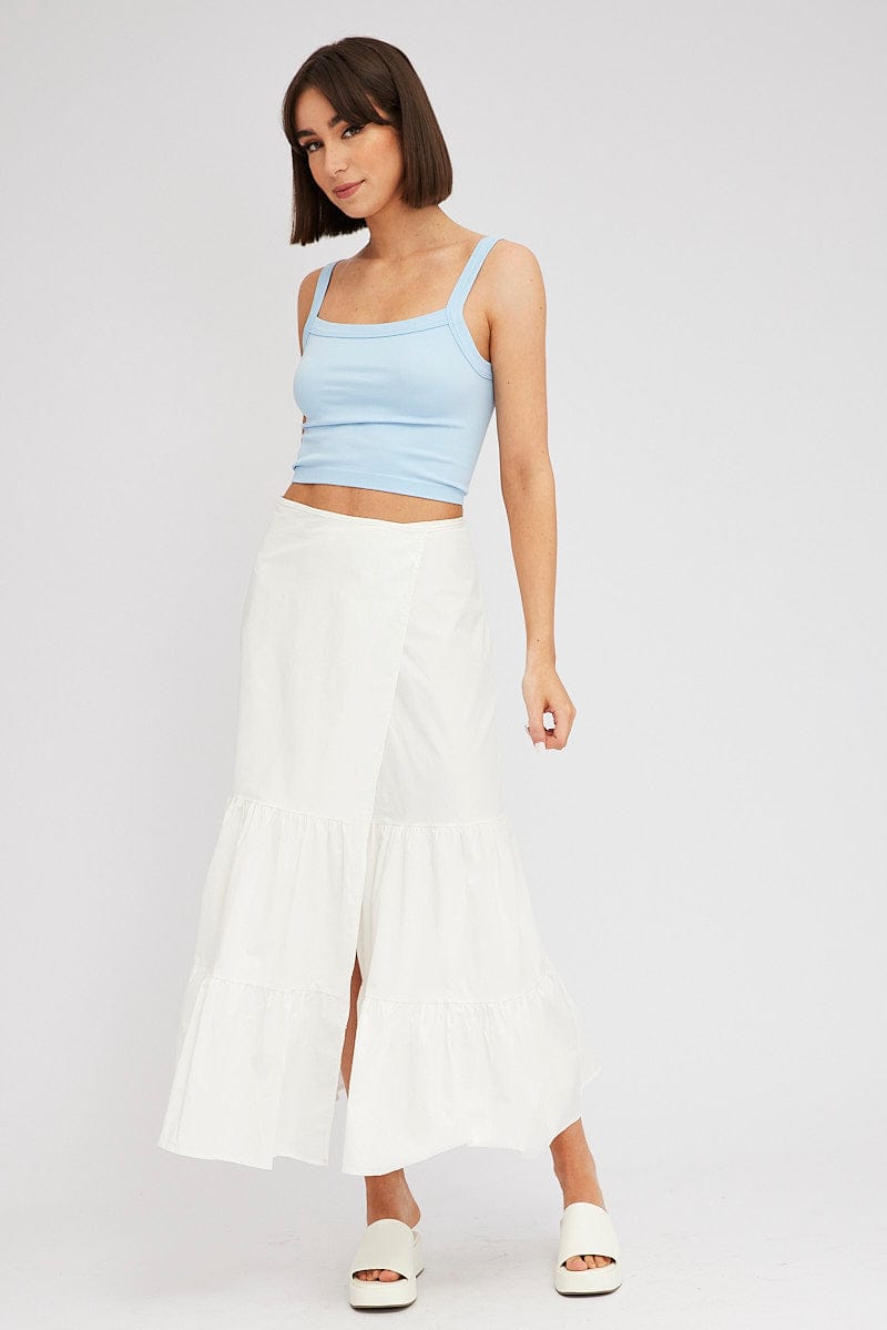 MAXI WRAP White Wrap Skirt Maxi High Rise for Women by Ally