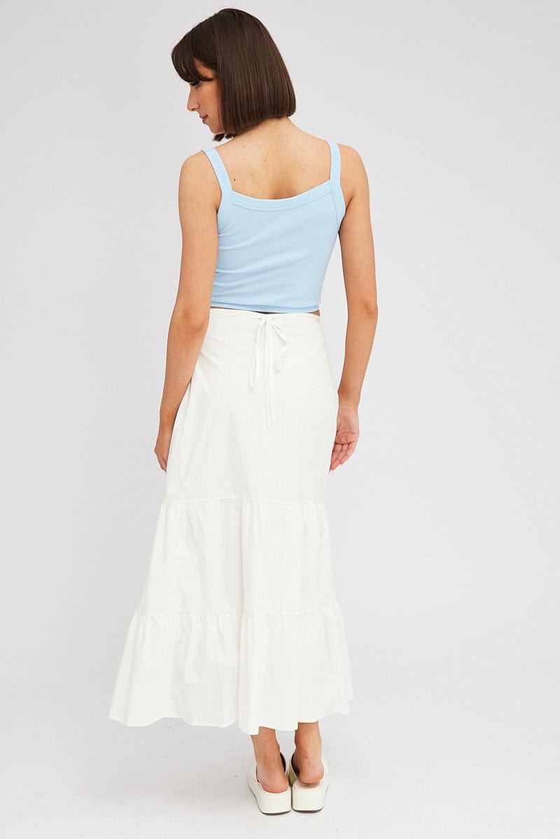 MAXI WRAP White Wrap Skirt Maxi High Rise for Women by Ally