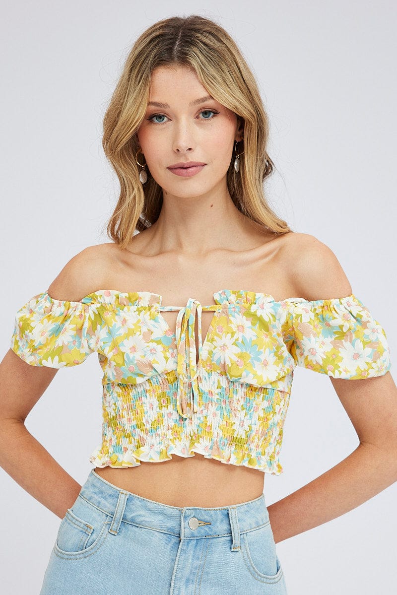 Print Crop Top Short Sleeve for Women by Ally