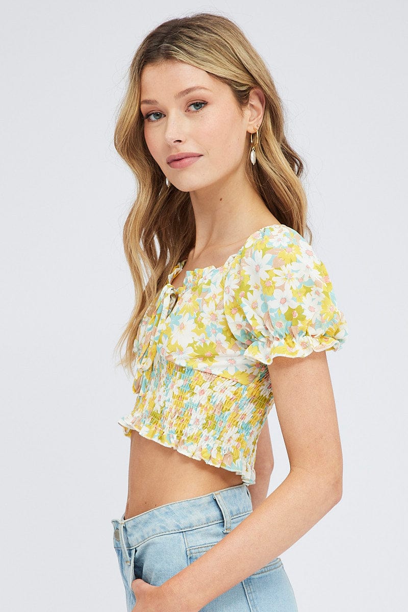 Print Crop Top Short Sleeve for Women by Ally