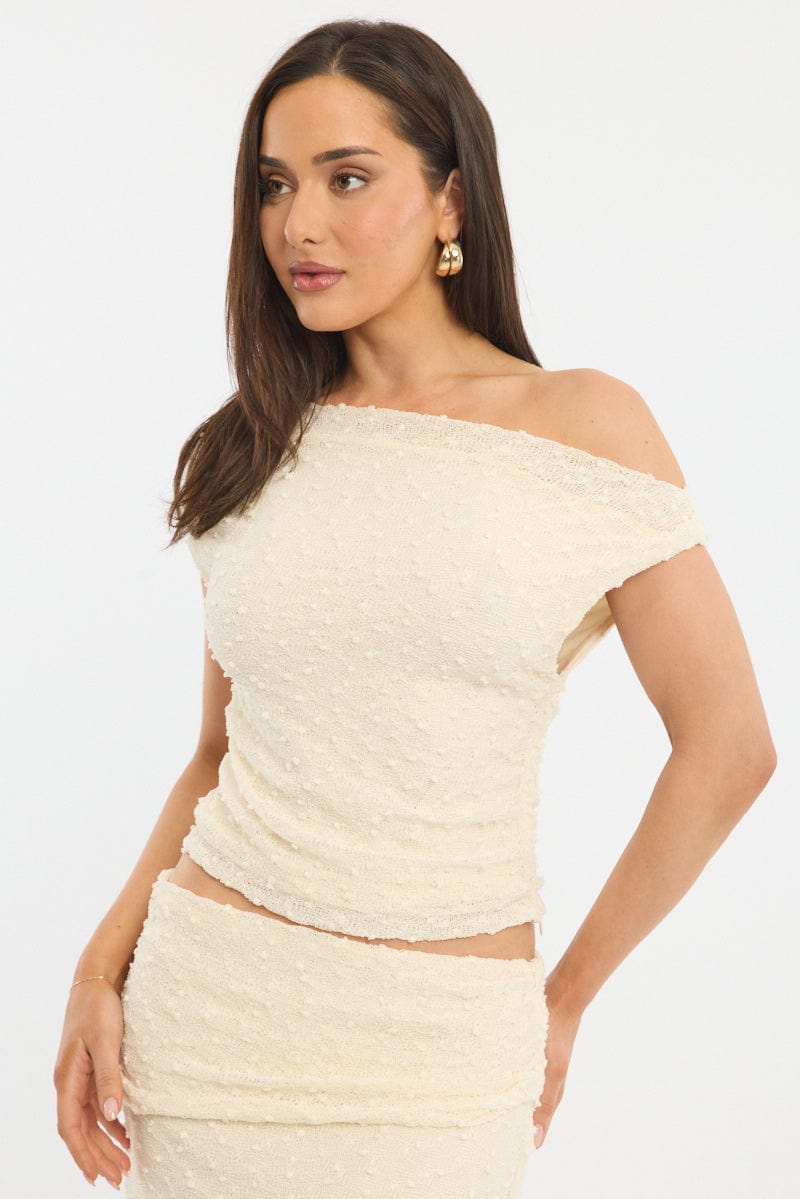 Yellow Asymmetric Top Sleeveless One Shoulder Textured