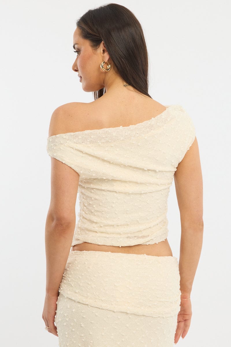 Yellow Asymmetric Top Sleeveless One Shoulder Textured