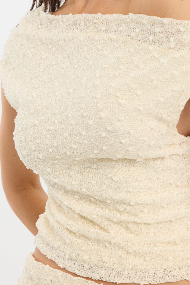 Yellow Asymmetric Top Sleeveless One Shoulder Textured