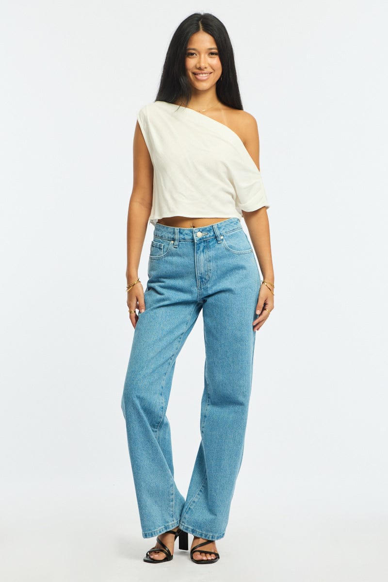 White Off Shoulder Top Linen Blend