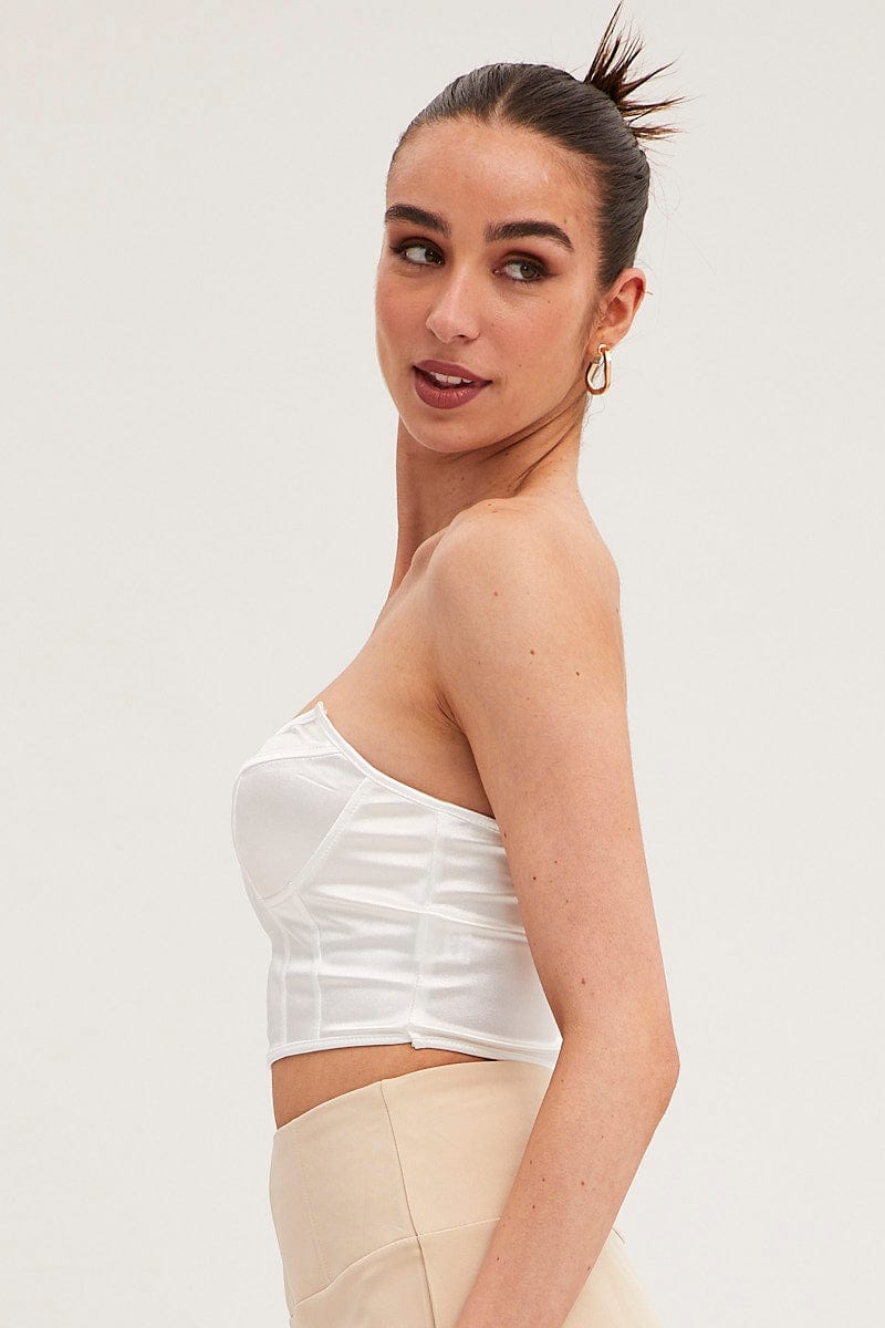 White Plain Corset Top For Women By Ally 