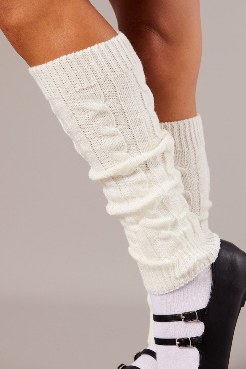 White Cable Leg Warmer for Ally Fashion