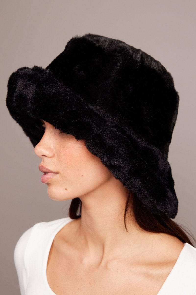 Black Faux Fur Hat for Ally Fashion