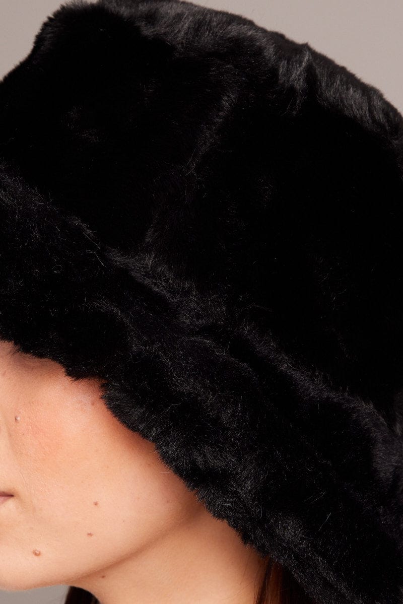 Black Faux Fur Hat for Ally Fashion